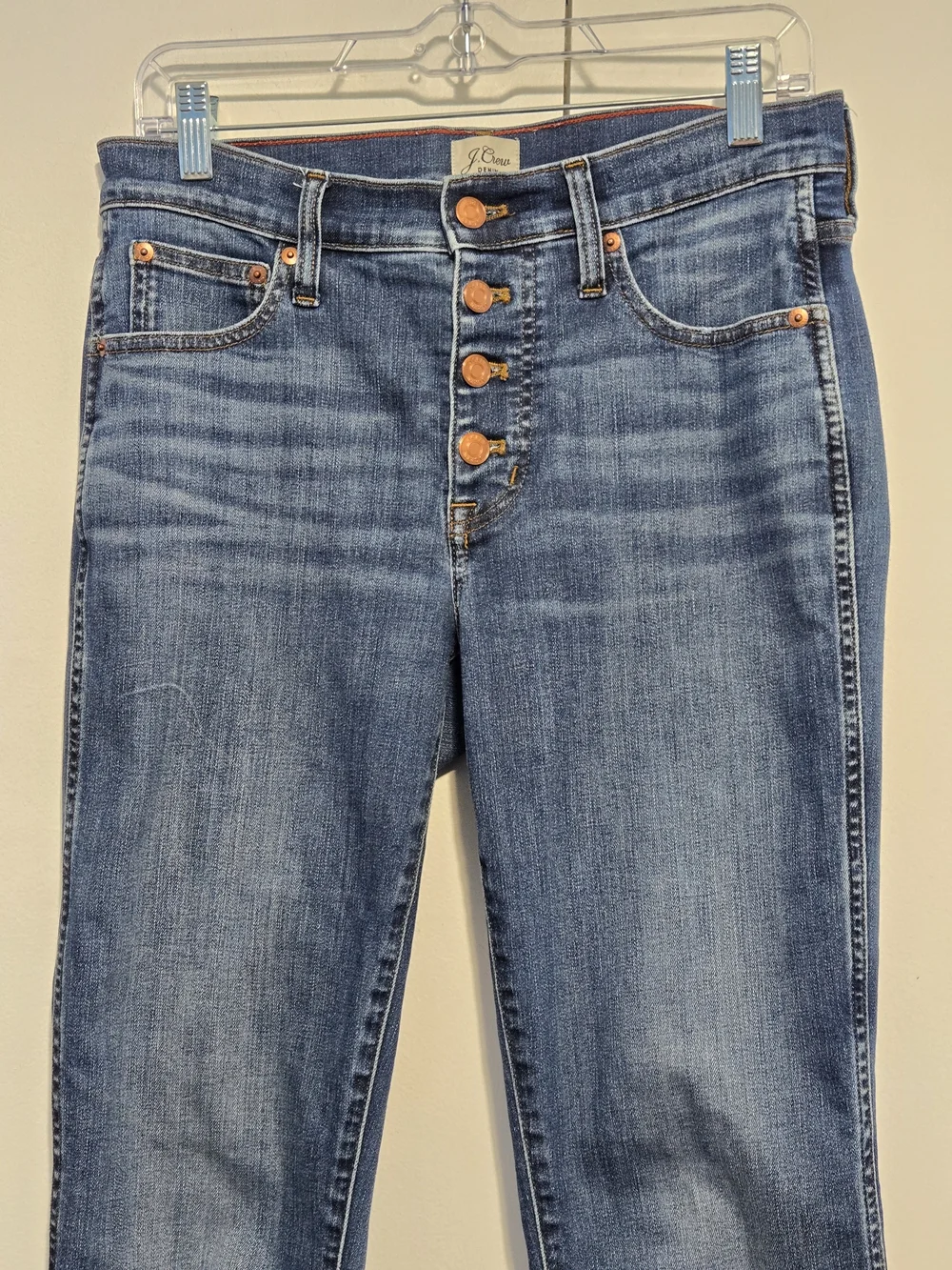 J.Crew Vintage Straight Jeans‎ Womens 28 Button Fly High Rise Raw Hem Denim